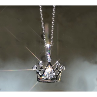 Collar De corona Elegante a la Moda 925 cadena De plata Esterlina joyería regalos pequeño collar con colgante De Cristal para mujer