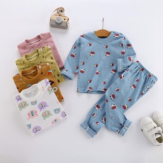 2 unids/Set niños de manga larga pijama traje de bebé niños 100% algodón ropa de dormir Top+pantalones/Set