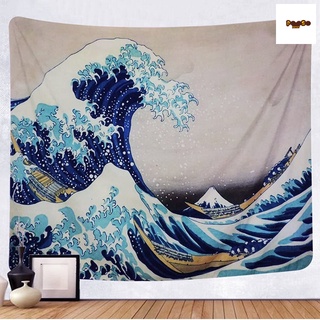 Tapiz colgante de pared gran onda Kanagawa tapiz de pared con arte naturaleza decoraciones para el hogar para sala de estar dormitorio