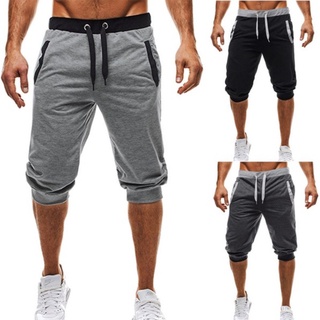 Los hombres de verano nuevo Color coincidencia Casual recortado pantalones deportivos pantalones de los hombres estilo elástico pantalones casuales