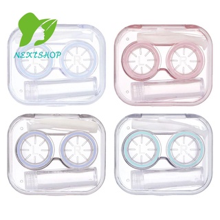 Nextshop portátil lente caja de cuidado pinzas de almacenamiento de lentes de contacto caso de viaje transparente gafas soporte de lente solución botella contenedor