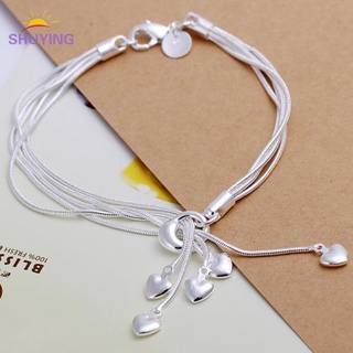 Nueva joyería de moda de plata esterlina 925 Charm TaiJi 5 corazón colgante pulsera para mujeres