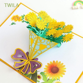 TWILA Gift Greeting Cards Beautiful Cut Post Pop-Up Cards 3D With Envelope Sticker Christmas For Girl Wife Husband Birthday Handcrafted Postcards