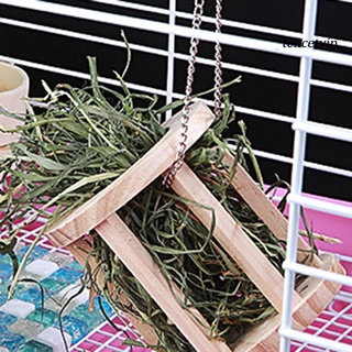 [Vip]Pet Rabbit Wooden Hay Manger Cage Hanging Grass Feeder Food Storage Rack Holder (4)