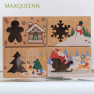 MAXQUEENN 4Pcs/Set Hot Paper Gift Box Kids Gift Christmas Decor Cake Package Wedding Favors Plastic PVC Kraft Paper Party Supplies Present Case Candy Wrapping Bag