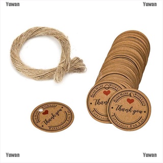 <yuwan> 100pcs papel kraft etiquetas de agradecimiento regalo boda embalaje decoración colgar etiquetas