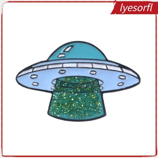 [lyesorfl] 2 broches de esmalte de dibujos animados broches lindos Alien UFO broches divertidos de navidad insignias para parches