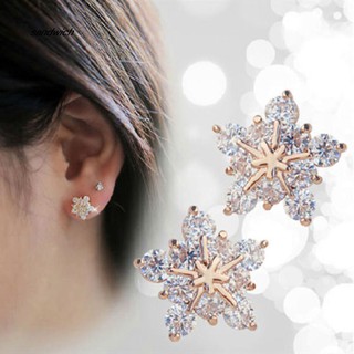 Sand_1 par de aretes brillantes de diamantes de imitación para mujer/pendientes de copo de nieve joyería regalo