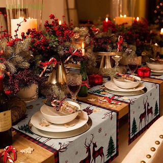 LUCKYTIMEE Washable Table Scarfs Party Christmas Elk Table Runner Check Red Black Buffalo Home Dining Dresser Scarves