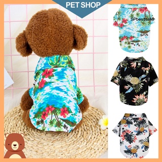 nk hawaii style piña árbol de coco verano transpirable algodón camisa ropa para mascotas