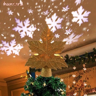 Cazador Hueco Estrella Árbol De Navidad Topper , LED Copo De Nieve Giratorio Proyector Luces Decoración , Para