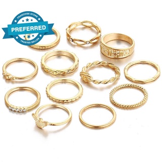 Set de anillos de dedo Midi dorados 12 piezas Vintage Punk Boho dedo nudillo Sh anillos Midi Jewe O7B8