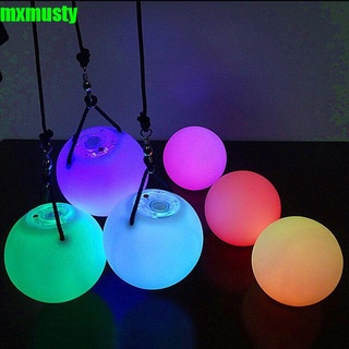 Mxmusty impermeable balonmano acrobacias multicolor luz hasta POI bolas lanzadas brillan hacia arriba bola LED intermitente rendimiento para danza del vientre Prop de mano