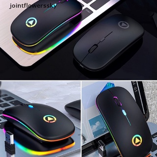 Jfcl Wireless Mouse Rechargeable Silent LED Backlit Portable Mouse Works for PC Sky
