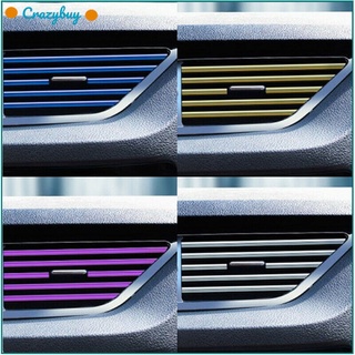 Cr 10pcs Interior del coche de la tira de cromo de aire acondicionado ventilación en forma de U borde adhesivo de ajuste de moldeo