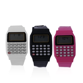 Reloj De pulsera para estudiantes Calculadora Digital color sólido De silicona Calculadora De reloj De pulsera (4)
