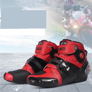 Botas de motor Lhtweht profesionales impermeables transpirables, resistentes al desgaste, resistentes al desgaste, zapatos de motocicleta, botas cortas, zapatos de carreras, botas de carretera para hombre y mujer Knht motor botas de montar