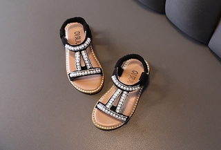 Sandalias de los niños zapatos romanos 2021 verano nuevo perla flash diamante princesa zapatos coreano niñas sandalias dedo del pie abierto (8)