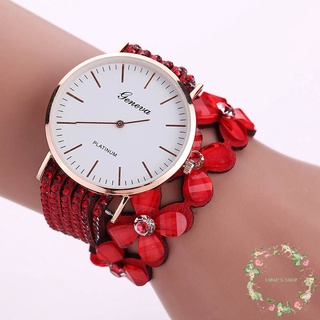 Reloj de pulsera de cuarzo de cuatro hojas con correa decorativa para mujer