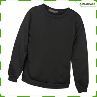 [xmcdewse] Men\\\'s Women\\\'s Crew Neck Plain Sweatshirt Fleece Activewear Jumper M-5XL - Black,