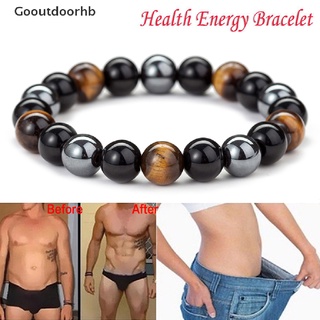 [gooutdoorhb] pulsera magnética de piedra de hematita para el cuidado de la salud, imán para hombres, pérdida de peso, joyería