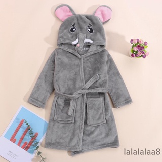 Laa8-yh Unisex niños con capucha vestido de dormir, manga larga gruesa bata de baño con sombrero de elefante (1)