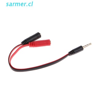SAR3 2 En 1 4 Polos 3,5 Mm Audio Macho A 2 Hembra Jack Auriculares Micrófono Cable Adaptador (1)