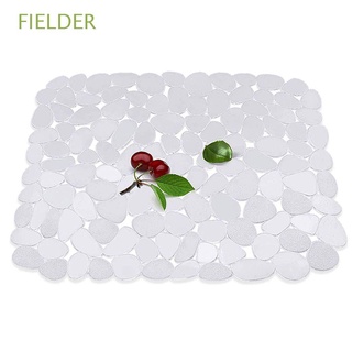 FIELDER Transparent/Black Drying Mat Durable Dinnerware Mat Sink Protector Pebble Shape for Sink,Tabletop Large Plastic Soft Draining Kitchen Accessory/Multicolor