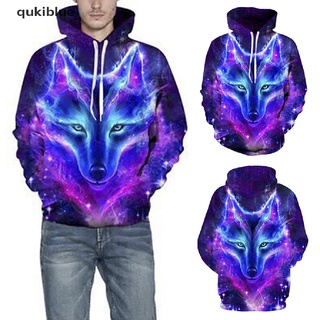 Qukiblue Space Galaxy Wolf 3D Print Women Men Hoodie Sweatshirt Hooded Pullover Jacket CL