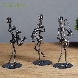 Selenium Musical cumpleaños escritorio decoración artesanía estatua decoración del hogar figura ornamento de hierro hombre figura música hombre