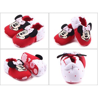 zapatos de bebé para niñas/niños/antideslizantes/zapatos prewalker/minnie mouse/punto rojo