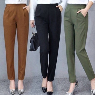 mujer pantalones harén de cintura alta bolsillos sólidos formal trabajo de negocios ropa