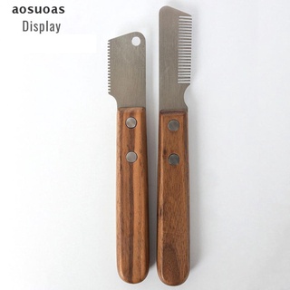 AUOA Professional Dog Comb Stainless Steel Wooden Handle Stripping Knife Hair Remover . (1)