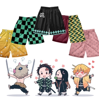 Pantalones cortos De Anime para niños Demon Slayer playa pantalones Shorts ropa Cosplay Tanjirou Nezuko Zenitsu 3d impreso regalo De cumpleaños