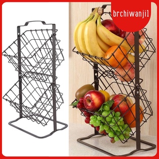 [BRCHIWANJI1] Cesta de frutas para cocina de 2 niveles de verduras y frutas soporte de almacenamiento para encimera de alambre de Metal multiusos Rack para K-cup,