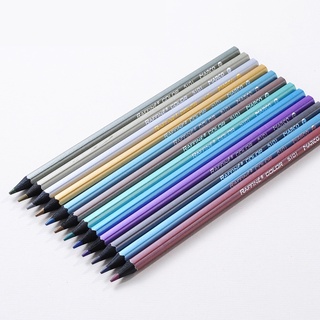 marco lápices de colores de 12 colores de madera negra de metal colorido para colorear y graffiti lápiz de dibujo set de lápices de color de arte (4)