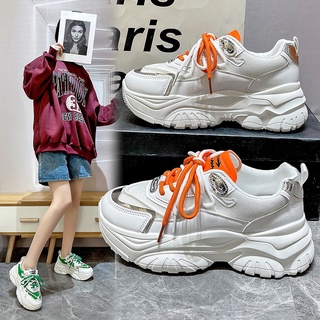 Color Daddy Zapatos Mujer ins Moda 2022 Primavera Otoño Versión Coreana Coincidencia De Suela Gruesa Blanco Casual Zapatillas