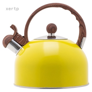 Hervidor de silbido de acero inoxidable amarillo de 2,5 l de color spray silbato hervidor elegante y hermoso estilo europeo hervidor de agua hogar