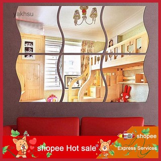Yku_6 pzs/juego de calcomanías extraíbles para espejo de pared/decoración de arte/hogar/habitación
