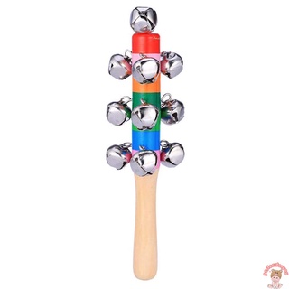 campanas de trineo de mano, arco iris mango de madera niños colorido campana juguetes preescolares (3)