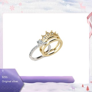 s925 Original Silver Gold Crown Pavé Sparkling 2 in 1 Ring