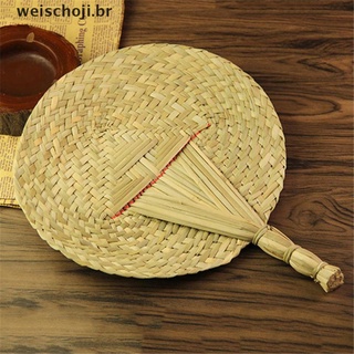 Wei abanico tejido a mano de hoja de Cattail trenzado ventilador de paja hecho a mano estilo chino.