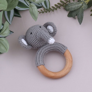 Algunos de dibujos animados de ganchillo elefante sonajero bebé de madera mordedor anillo bebé dentición enfermería chupete juguetes para recién nacido regalos de ducha