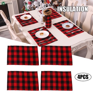 4 alfombrillas de mesa a cuadros tela muticolor resistente al calor fácil de limpiar decoración navideña para cocina comedor