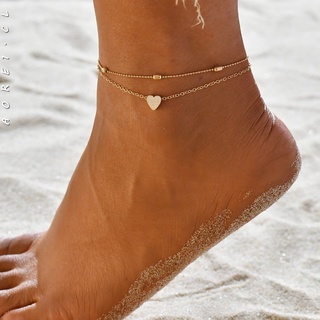 [ZOMI] Tobillera femenina bohemia en capas corazón tobillera pulseras de playa en el tobillo del pie para la pierna de las mujeres (1)