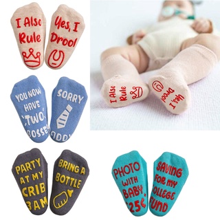 Omg* calcetines largos de piso para bebé recién nacido/calcetines de algodón antideslizantes de silicona con agarre divertido de letras/medias de regalo