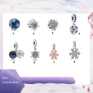 S925 Silver Snowflake Colgante Azul Pandora Snow Charm