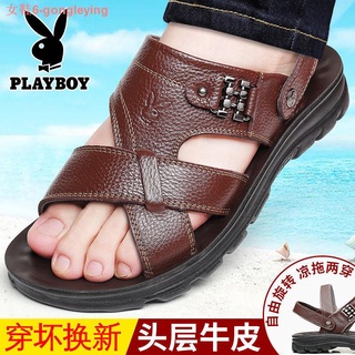 Playboy sandalias de verano 2021 sandalias de cuero de los hombres sandalias arrugadas playa que no es resbaladizo y resbaladizo suela gruesa