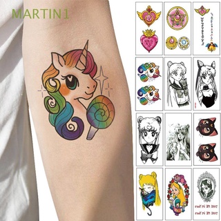 SAILOR MOON Martin1 niñas tatuaje adhesivo impermeable falso tatuaje temporal tatuajes mujeres Anime marinero luna unicornio arte corporal de dibujos animados tatuaje pegatinas/Multicolor