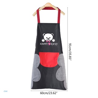 cvik delantal de cocina para mujer con bolsillos de toalla de mano lindo oso colgante cuello impermeable